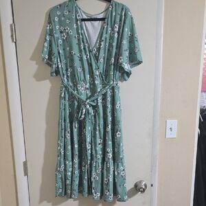 Amazon Green Floral Midi Dress